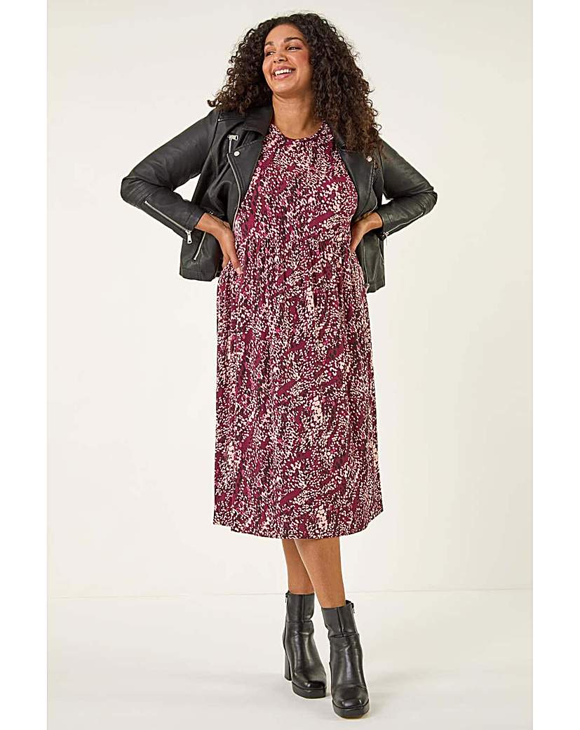 Roman Curve Women's Red Spot Stretch Midi Dress