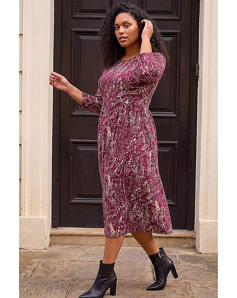 Roman Curve Spot Stretch Midi Dress