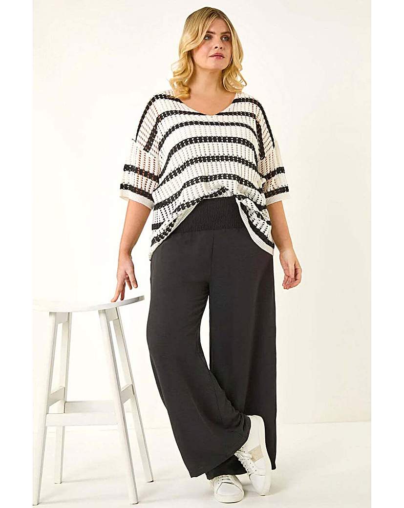 Roman Curve - Women's Trousers - Shirred Wide Leg - Black - Size 20