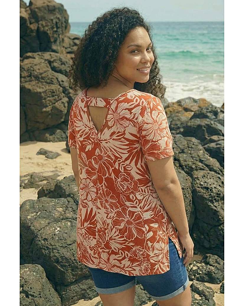 Roman Curve Women's Jersey Top - Rust - Size 18