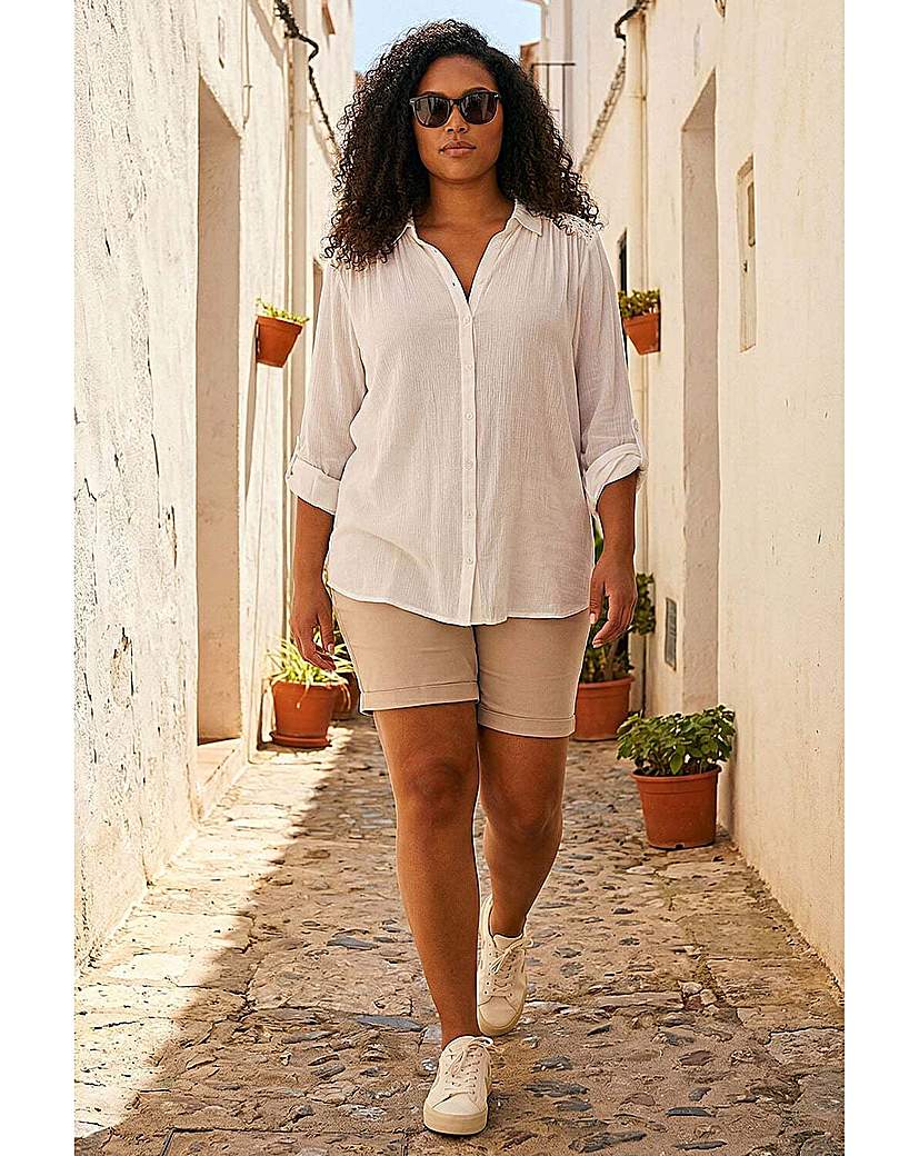 Roman Curve Women's Ivory Lace Detail Crinkle Blouse Size 20