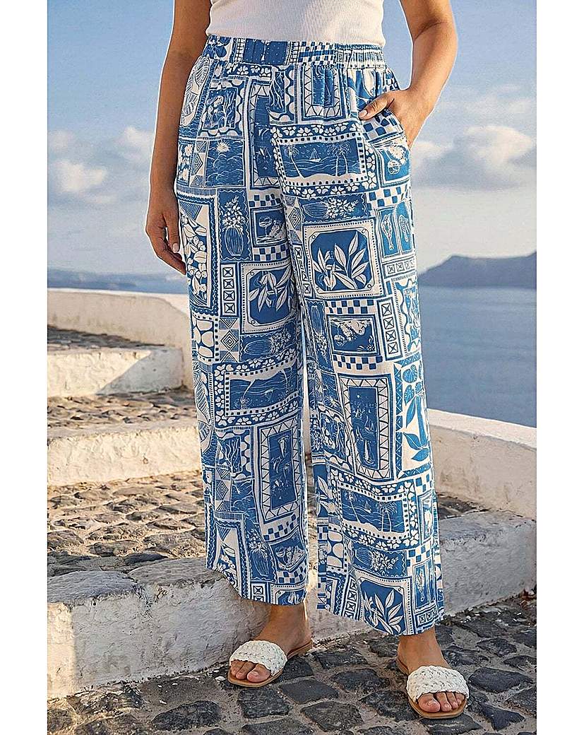 Roman Curve Women's Wide Leg Trousers - Blue - Size 16