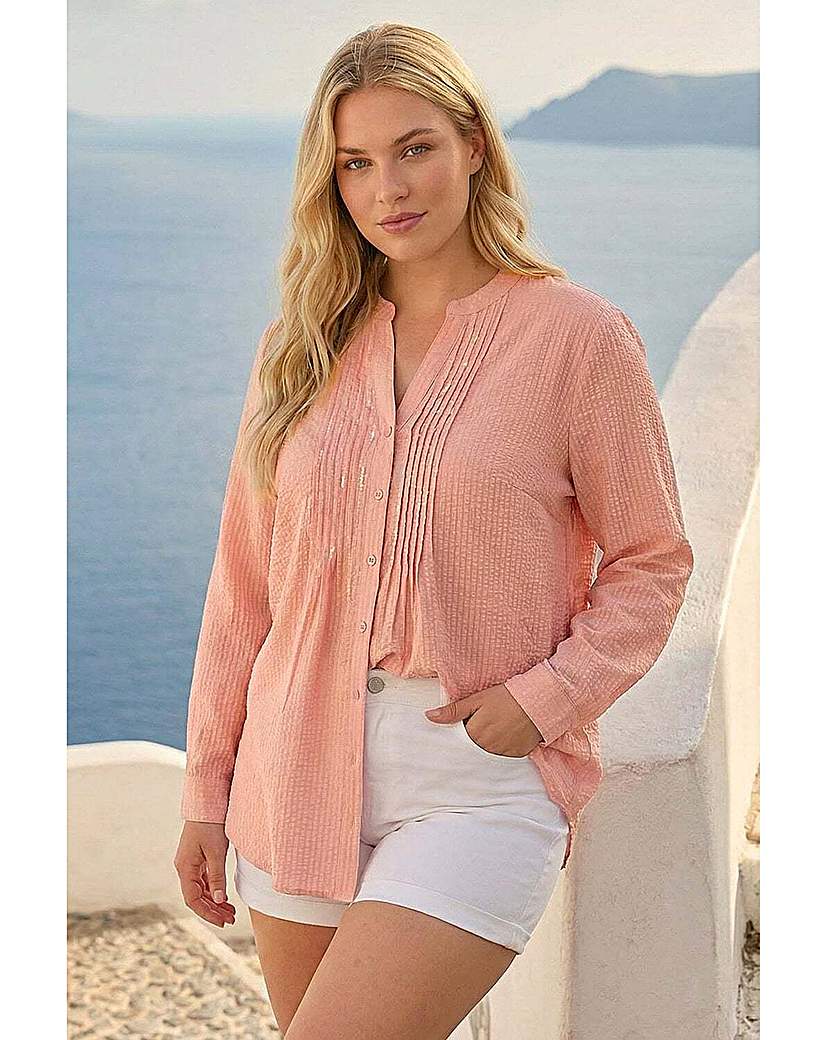 Roman Curve - Women's Blouse - Pintuck Sequin - Size 22/24 - Pink