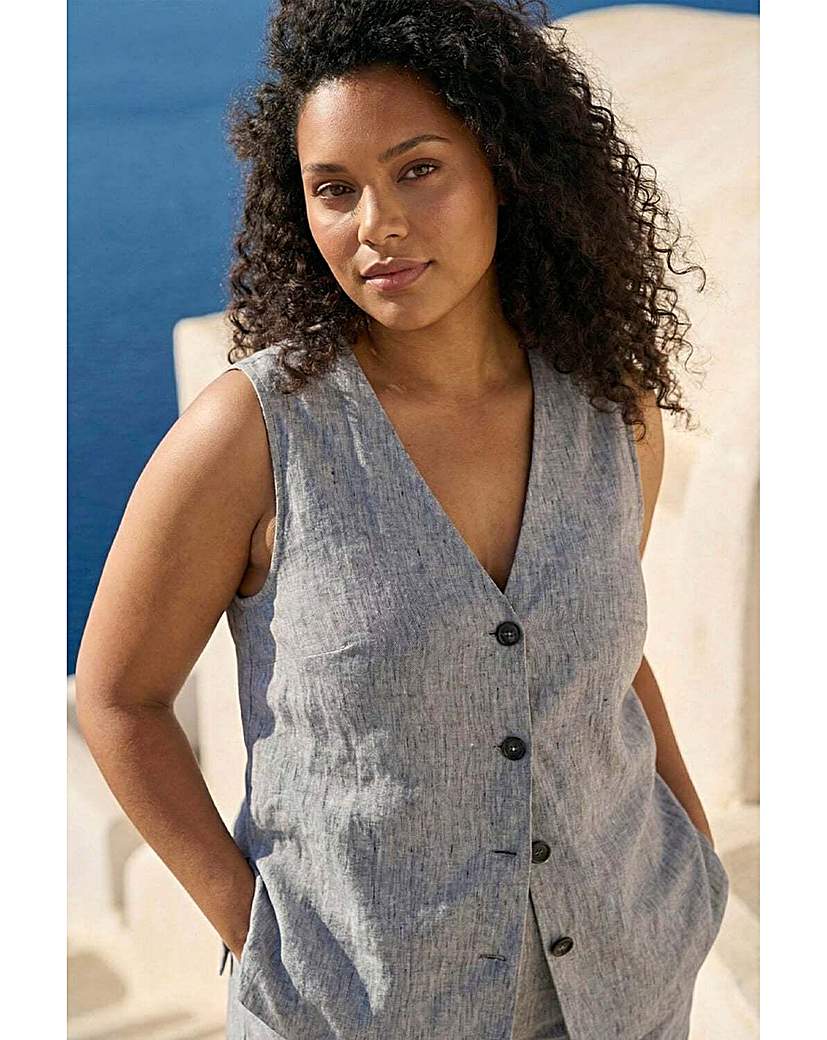 Roman Curve Women's Grey Buttoned Relaxed Waistcoat Size 20