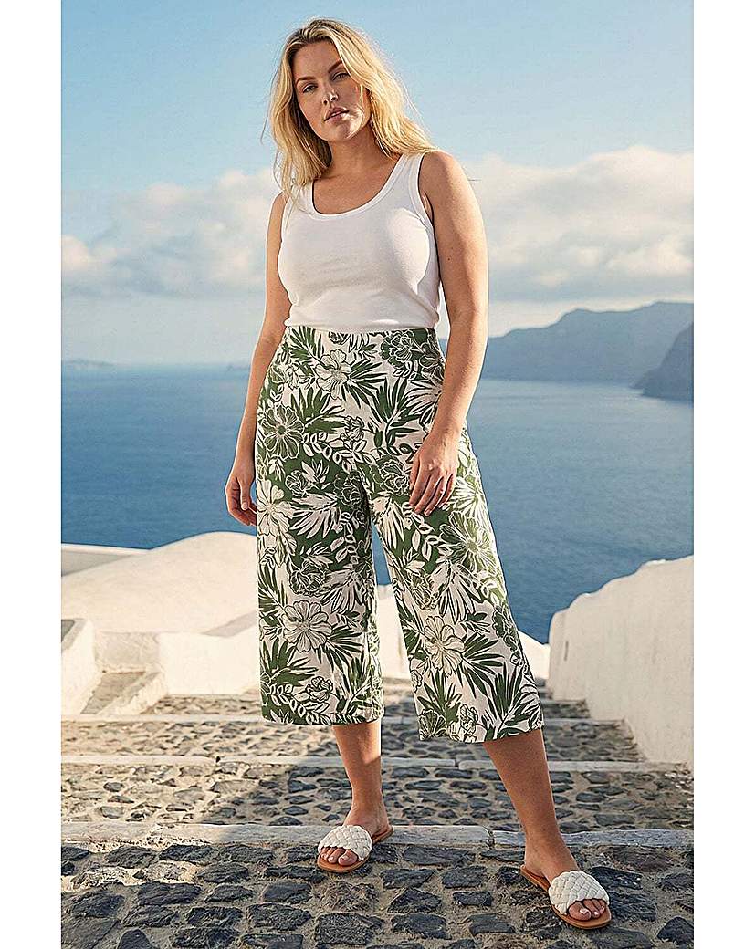 Roman Curve - Women's Culottes - Floral Print - Green - Size 20