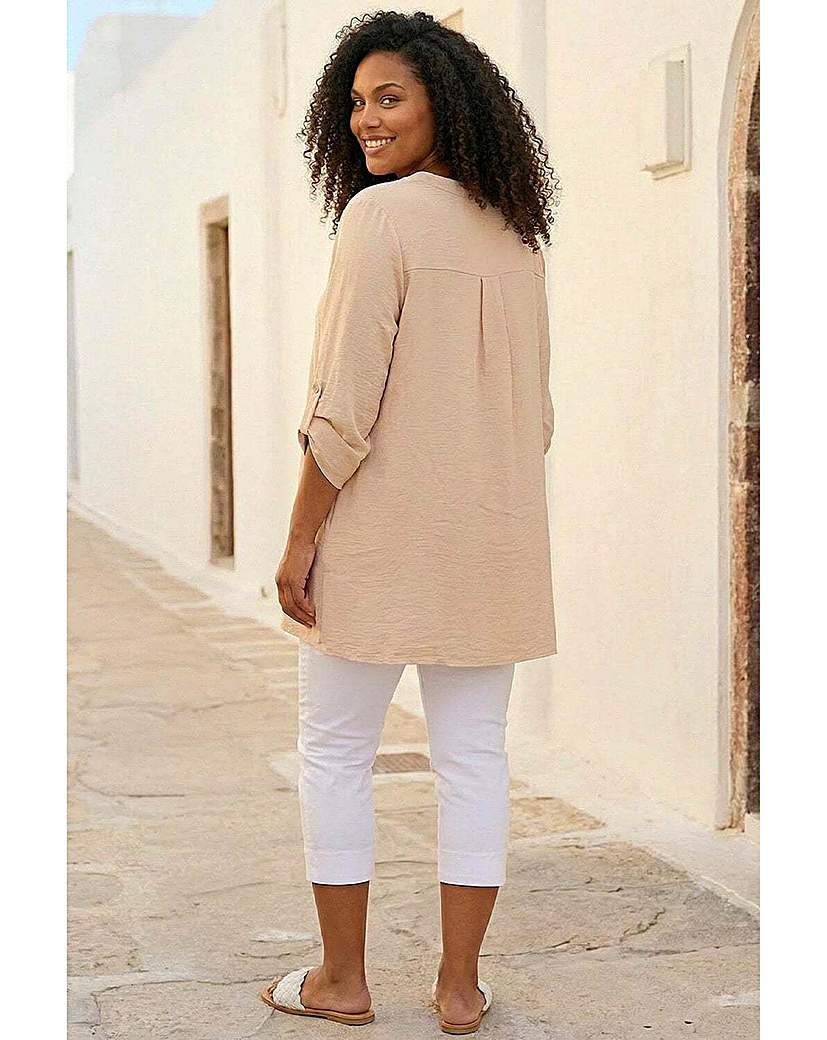 Roman Curve Stone Textured Buttoned Tunic Top 22/24