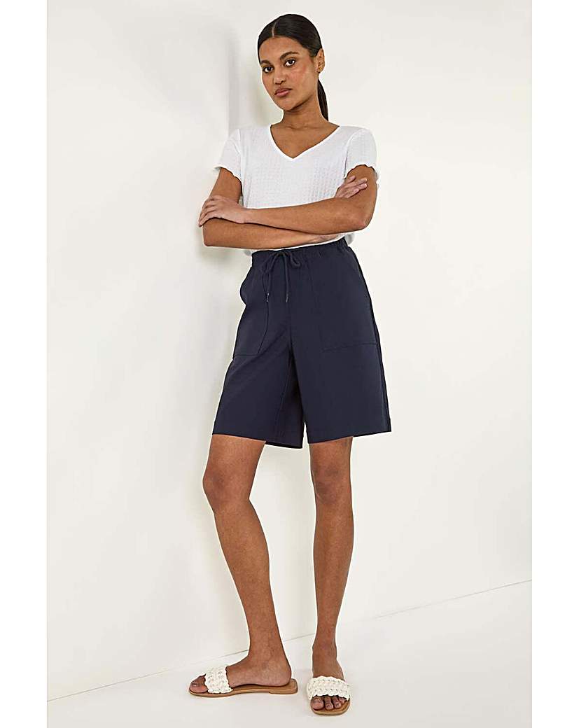 Roman Originals - Women's Shorts - Drawcord Pocket Stretch - Size 10 - Navy