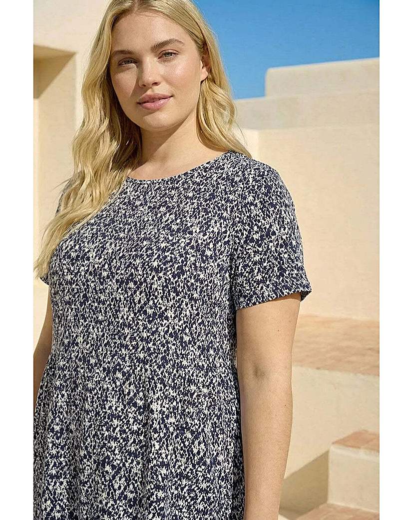 Roman Curve Women's Blue Print Gathered Waist Top Size 20