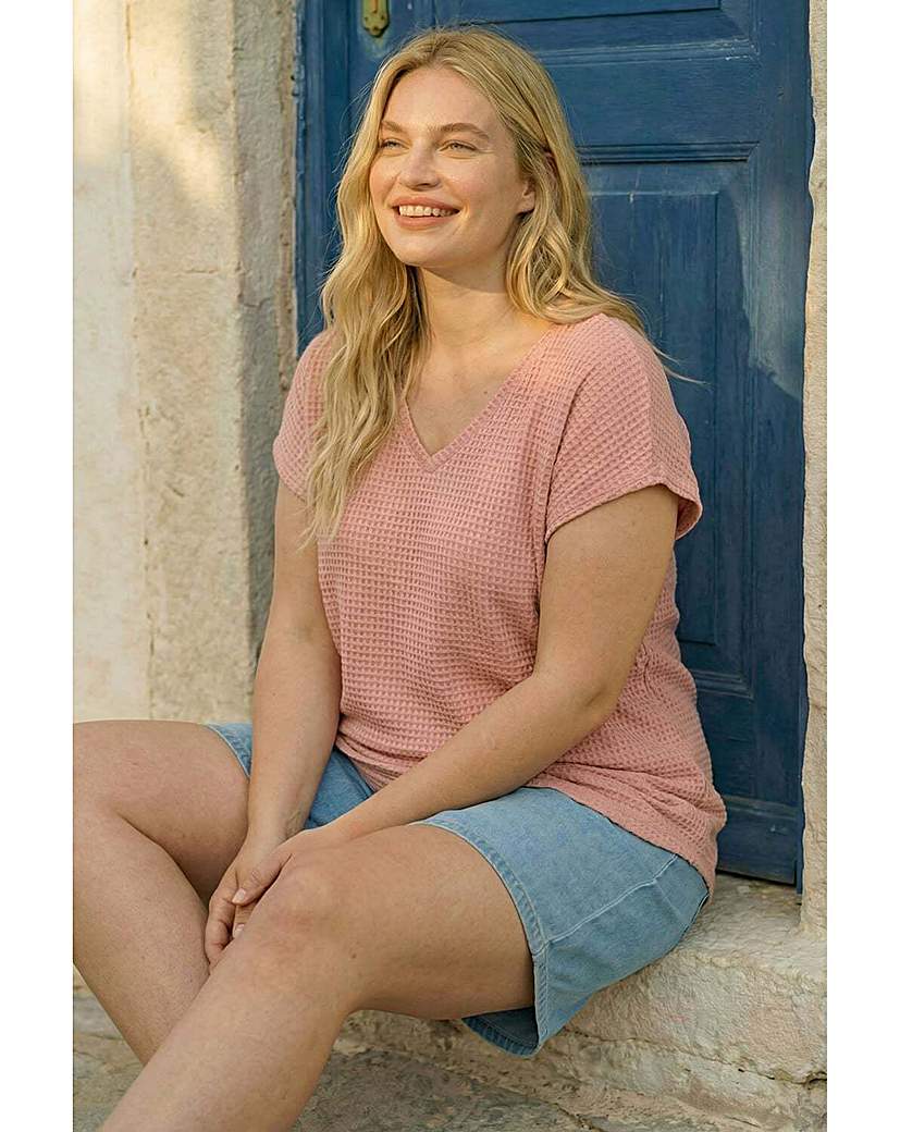 Roman Curve Pink Textured V-Neck Tunic Top 22/24