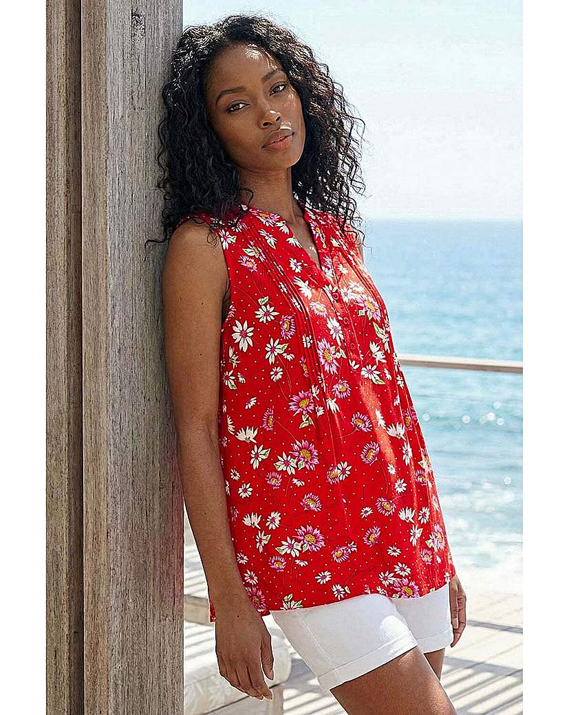 Roman Originals - Women's Top - Ditsy Floral Print - Size 14 - Red