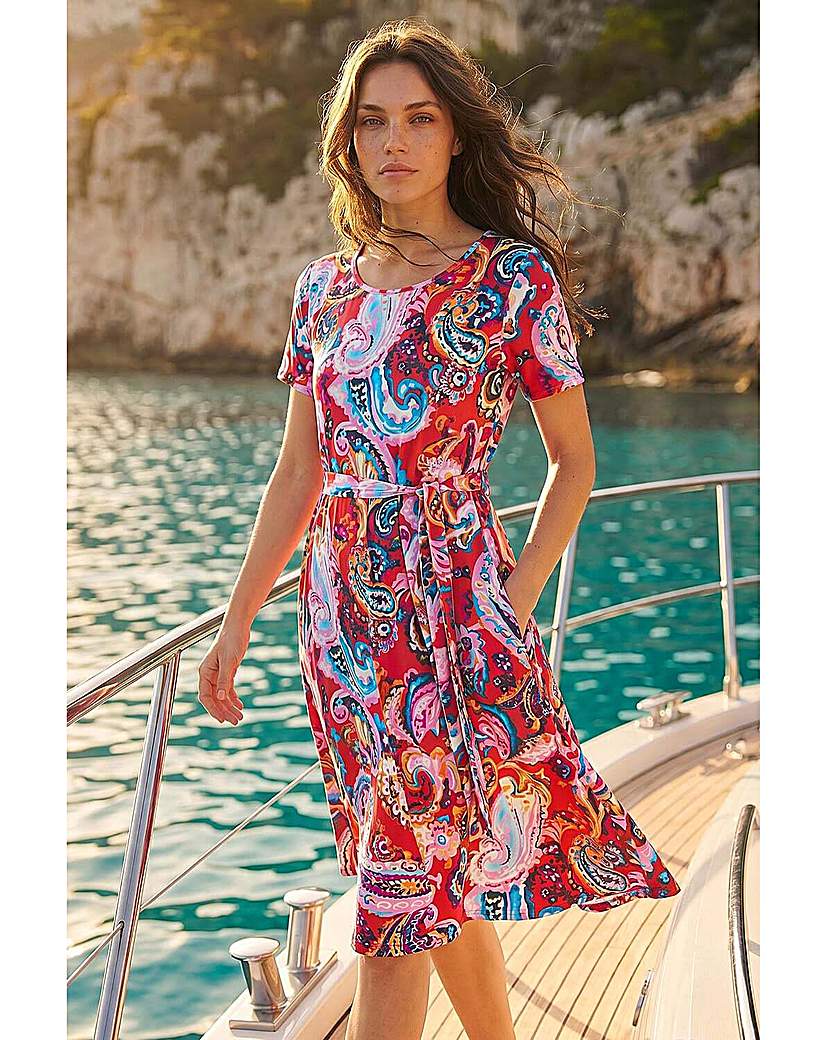Roman Petite - Women's Dress - Tie Front Swing Dress - Red - Size 18