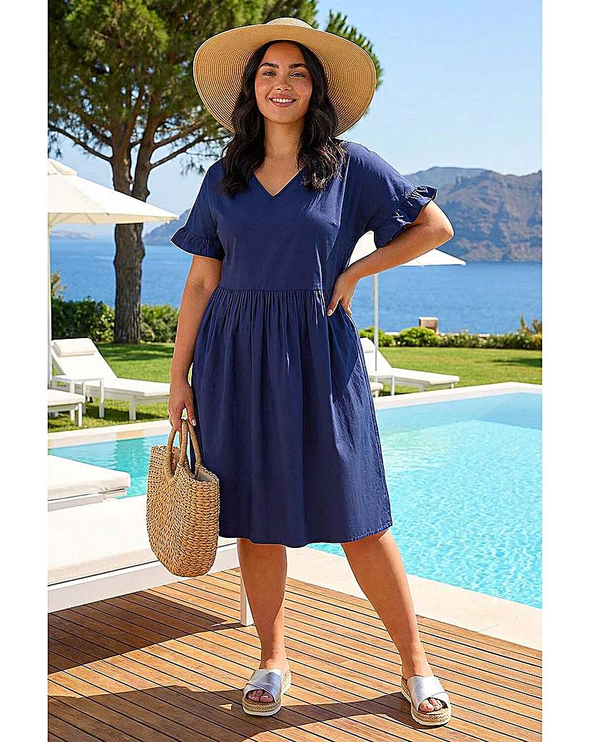 Roman Curve - Women's Dress - V-Neck Frill - Size 22/24 - Navy