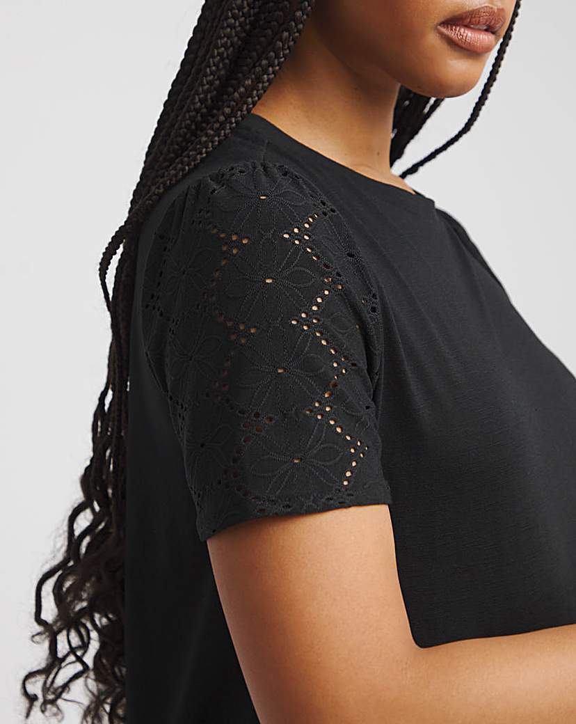 Broderie Sleeve T-Shirt
