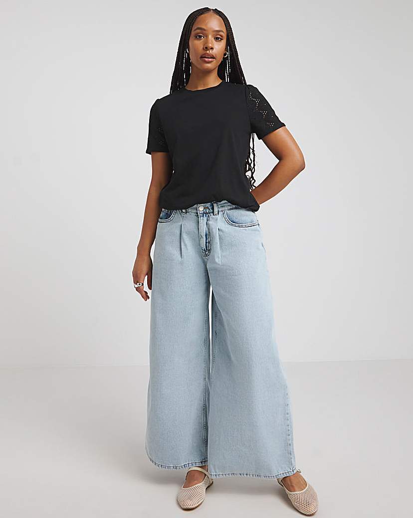 Broderie Sleeve T-Shirt