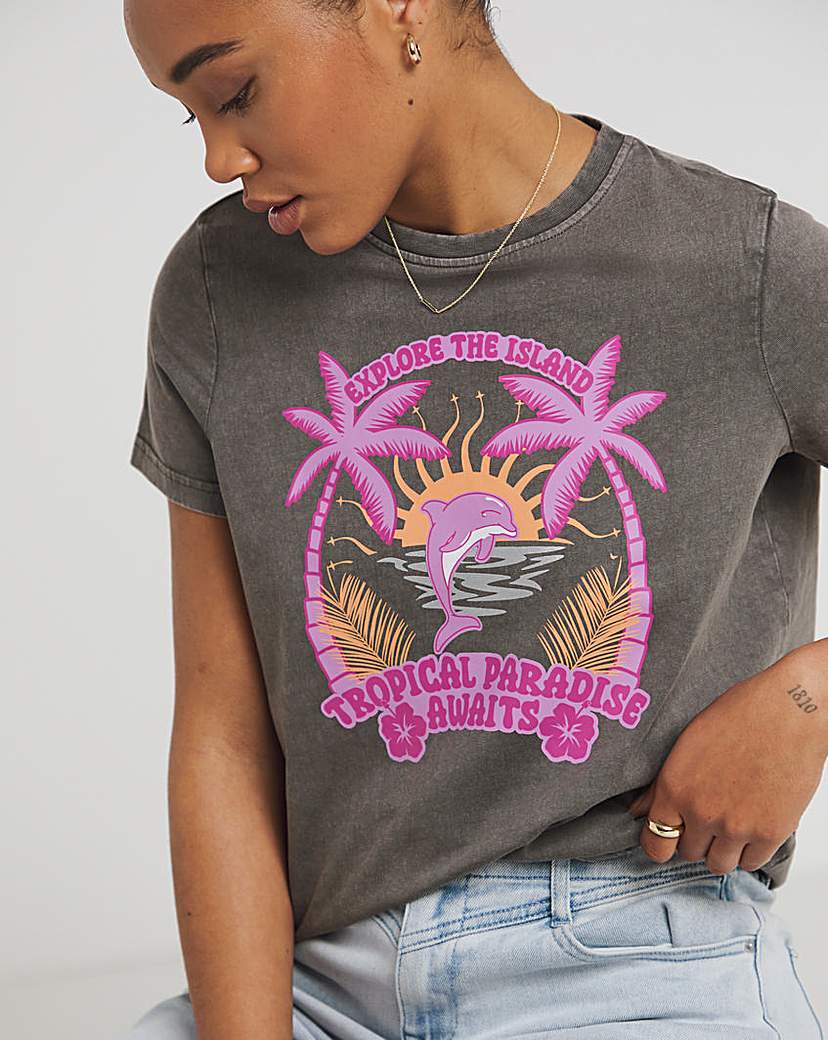 Tropical Paradise Slogan T-Shirt