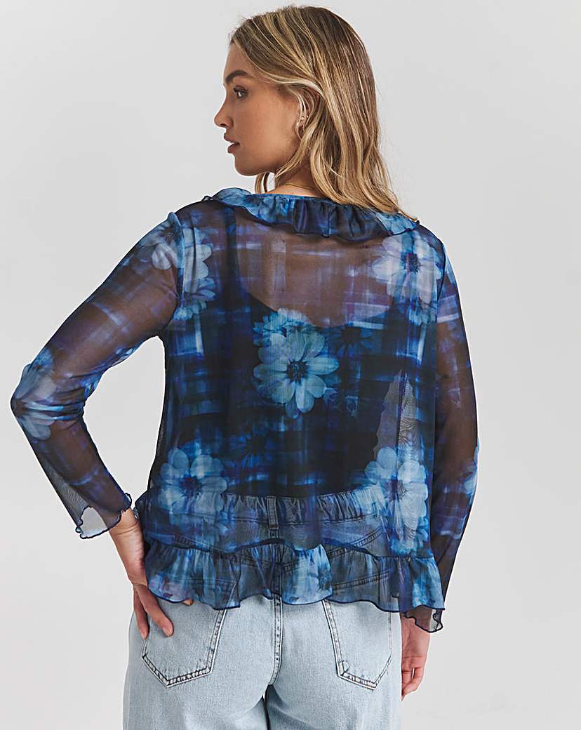 Print Ruffle Detail Cardi