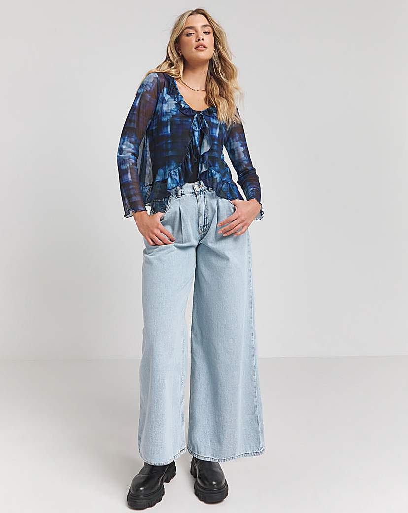 Print Ruffle Detail Cardi