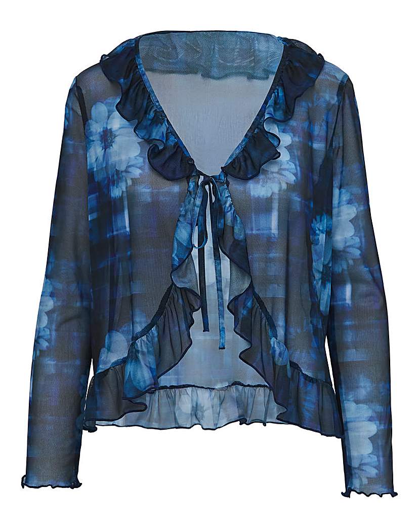 Print Ruffle Detail Cardi