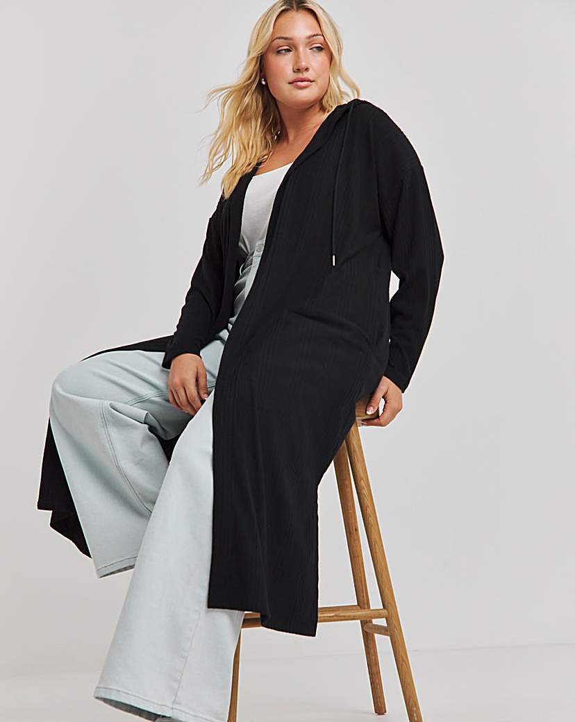 Soft Touch Ribbed Hooded Cardigan