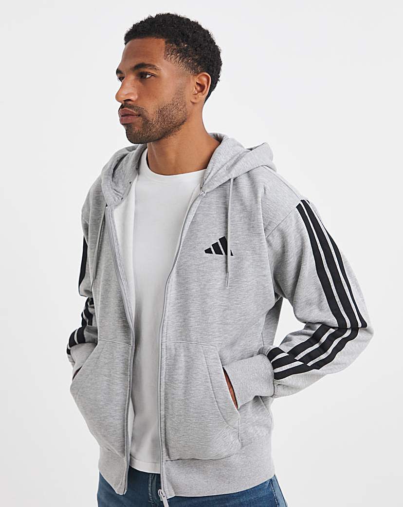 adidas 3 Stripes Fleece Full Zip Hoodie