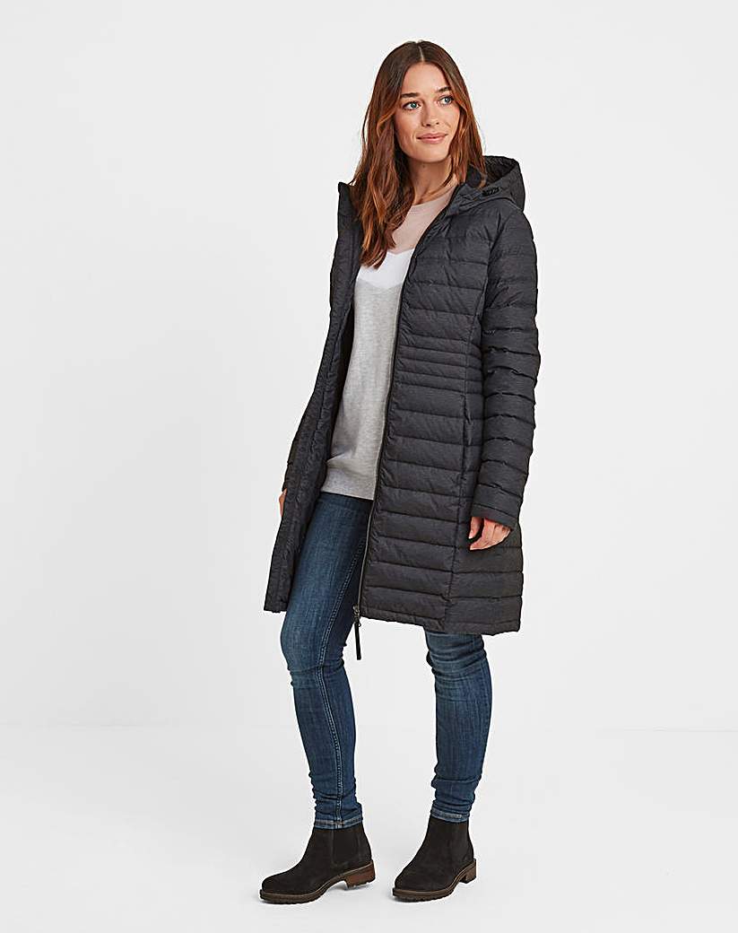 Tog24 Bardsea Womens Long Down Jacket - Grey marl - Size 18 - Women's