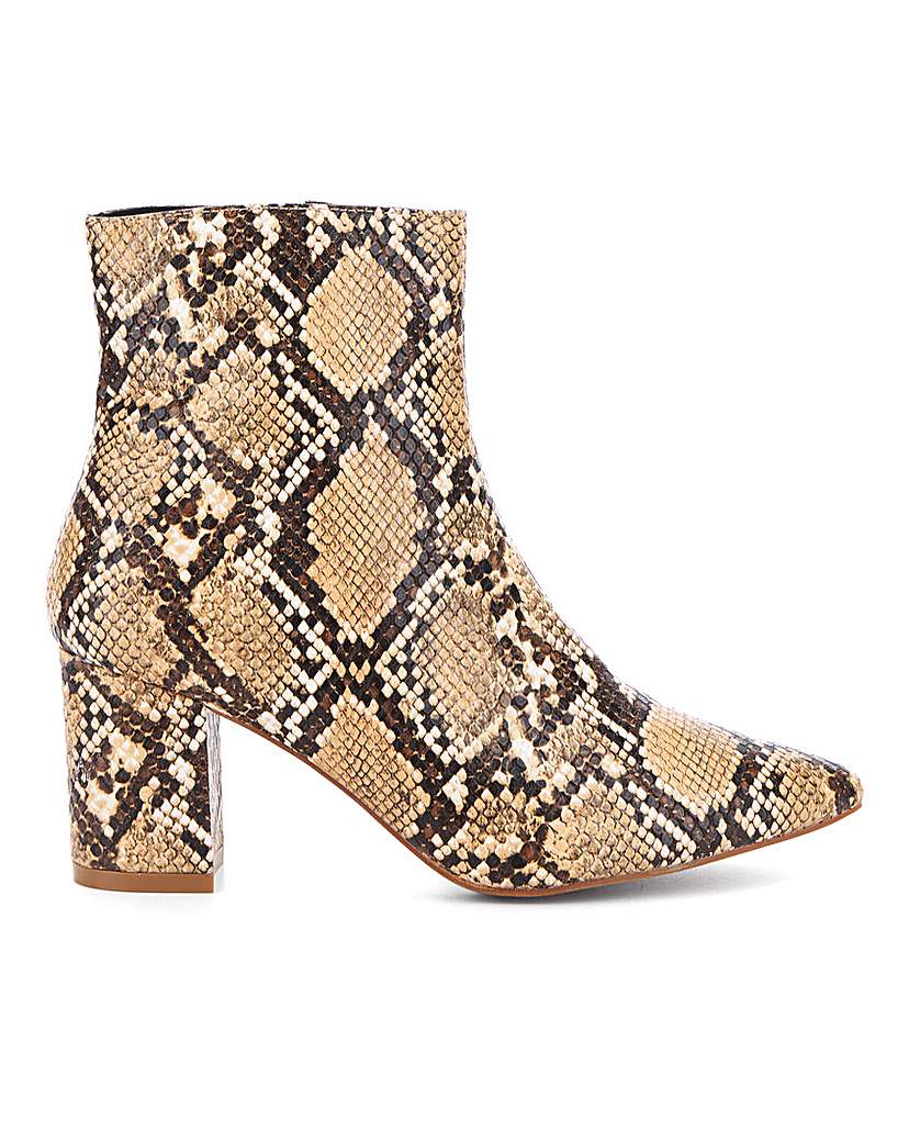 Glamorous Snake Print Ankle Boot E Fit