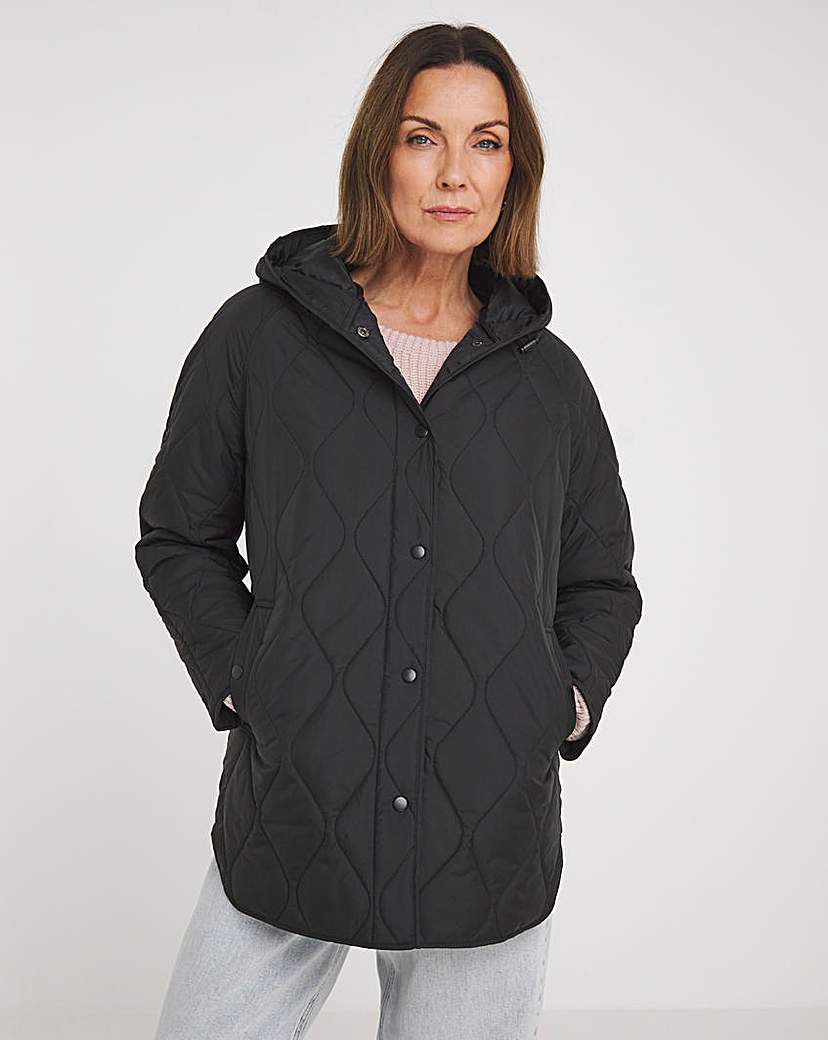 Black Hooded Quilted Jacket