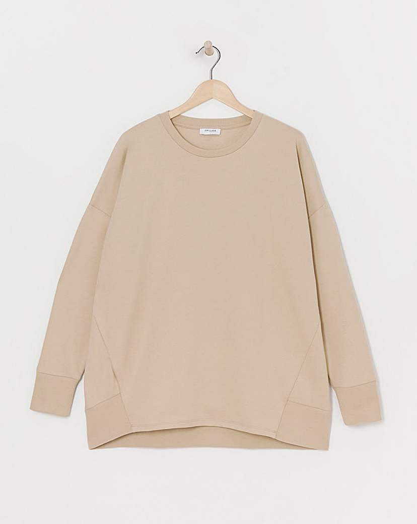 Crew Neck Curved Hem Sweatshirt