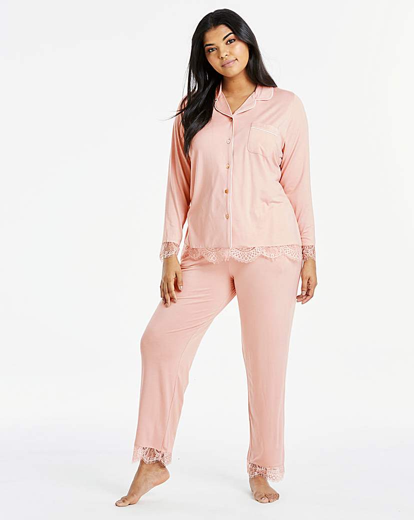 Image of Together Button Through Lace PJ Set