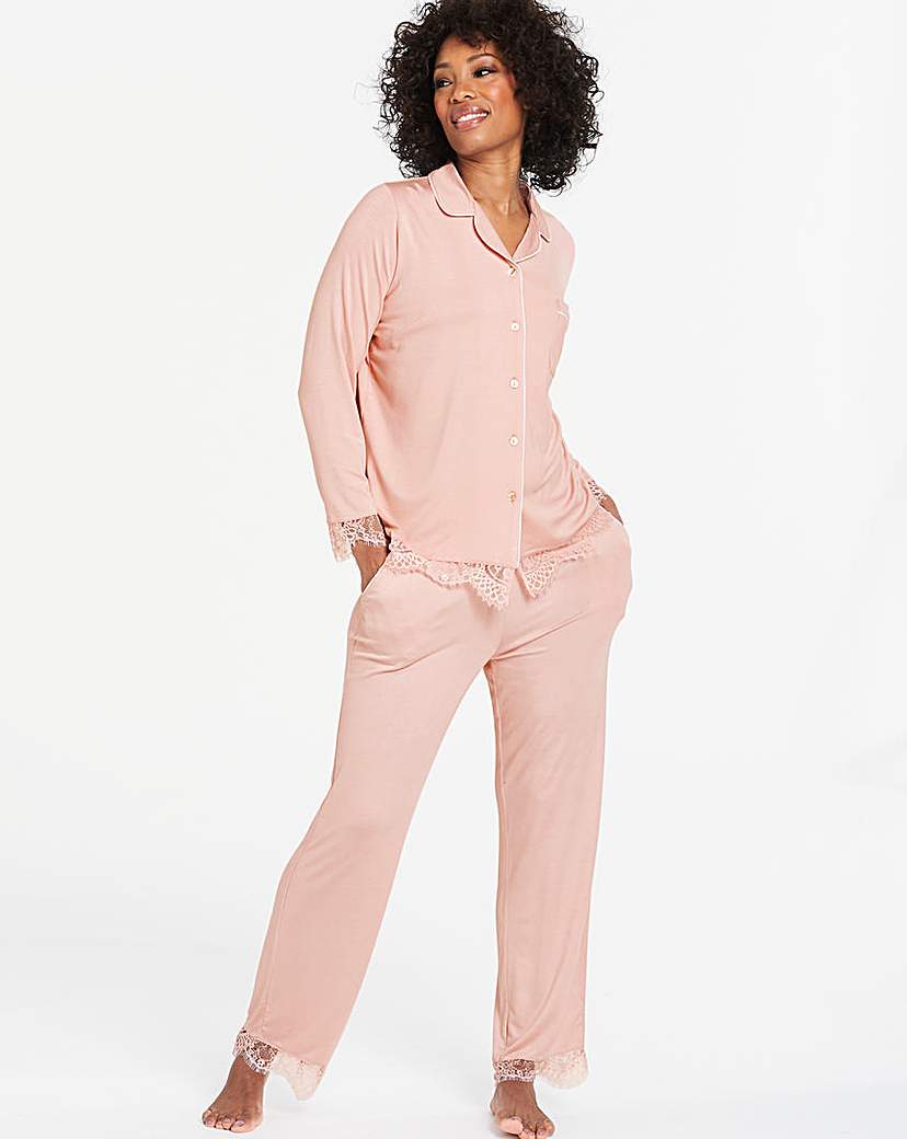 Image of Together Button Through Lace PJ Set