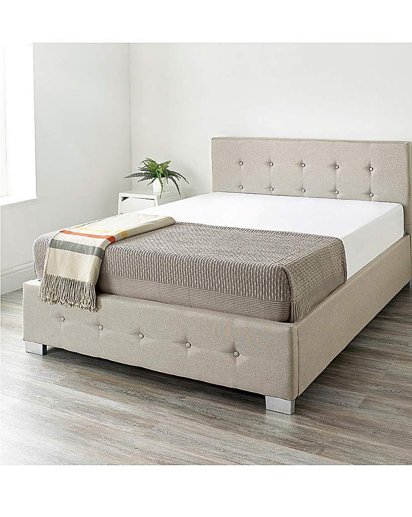 Aspire End Lift Ottoman Bed - DOUBLE - Natural - Buttoned Headboard
