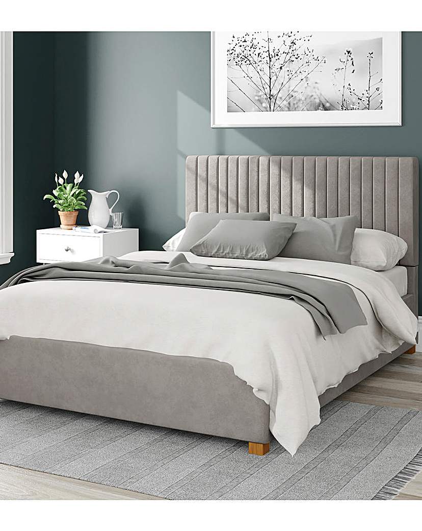 Aspire Grant Velvet Ottoman Bed - Silver