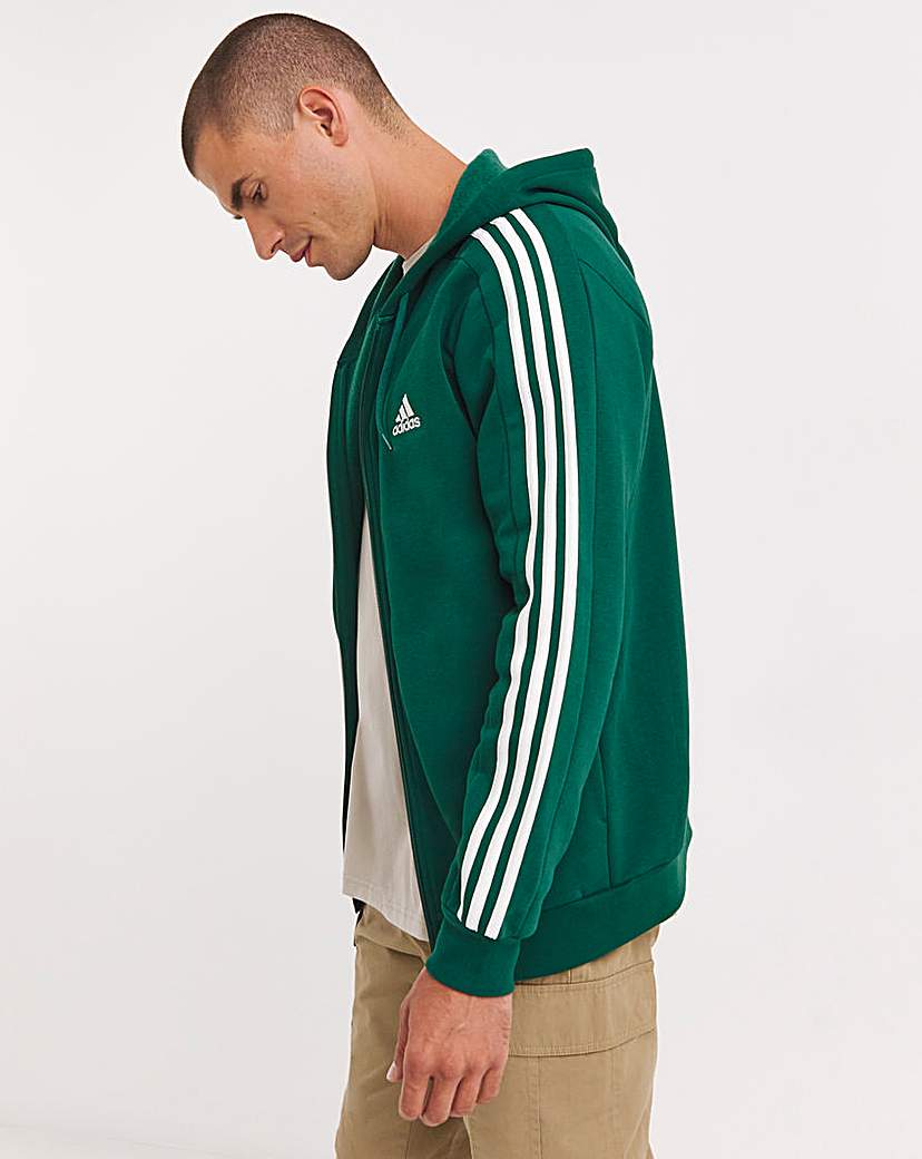 New In - adidas 3 Stripes Fleece Full Zip Hoodie