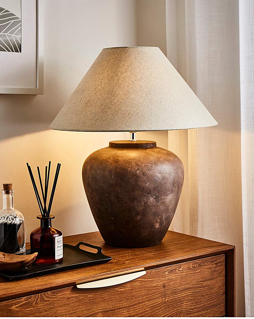 New In - Large Brown Ceramic Table Lamp