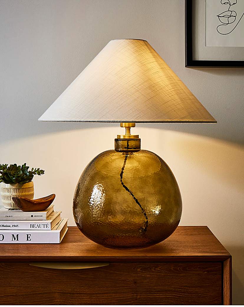 New In - Large Green Glass Table Lamp