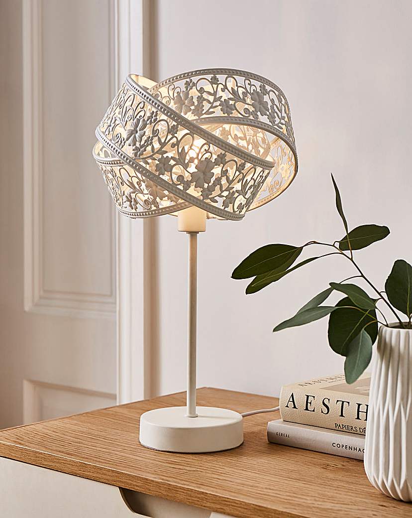 New In - Matte White Fretwork Table Lamp