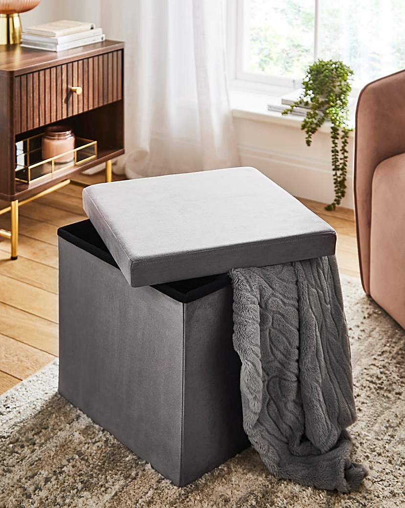 New In - Velvet Foldable Storage Ottoman Cube