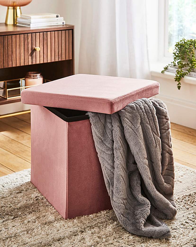 New In - Velvet Foldable Storage Ottoman Cube