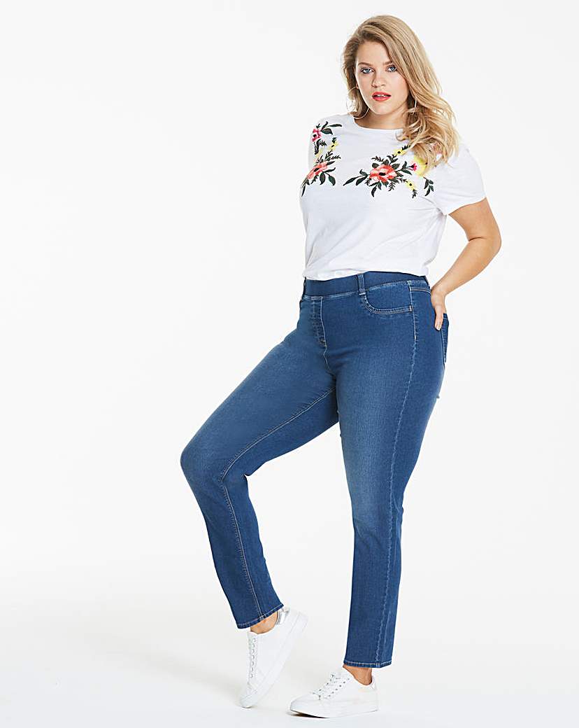 Image of Mid Blue Bella Pull-On Slim Leg Jeggings