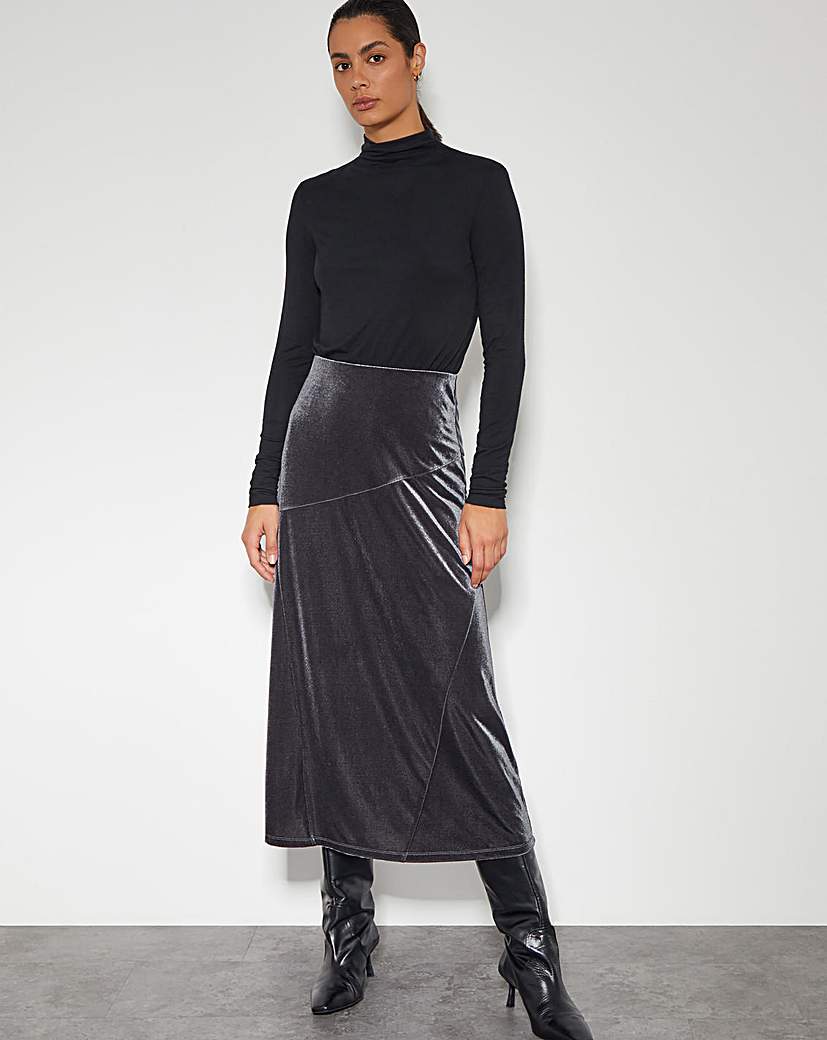 Monsoon Viola Velvet Midi Skirt