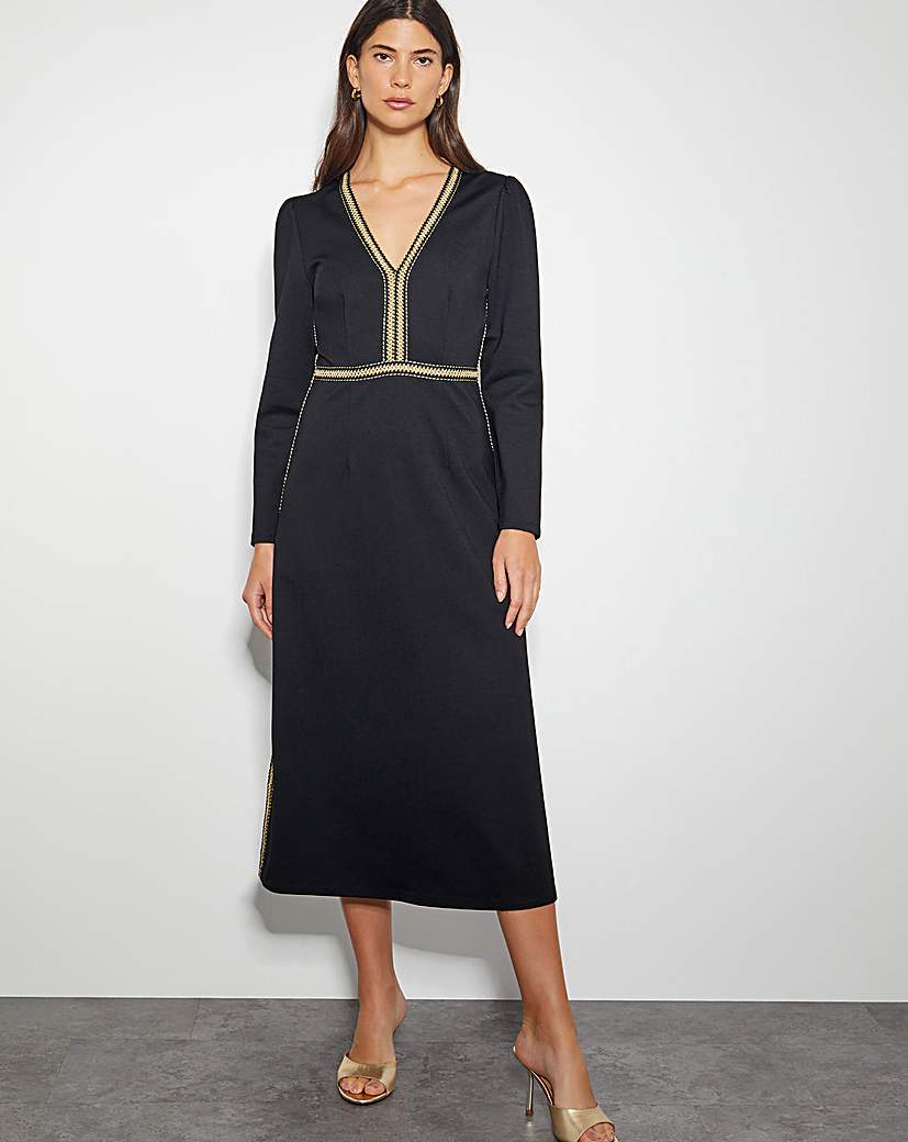Monsoon Pora Ponte Jersey Midi Dress - Black