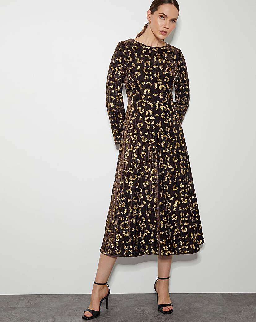 Monsoon Arwen Sequin Leopard Dress