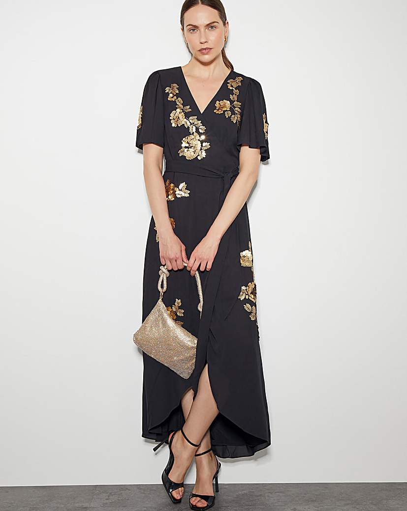 Monsoon Sarah Sequin Floral Midi Dress