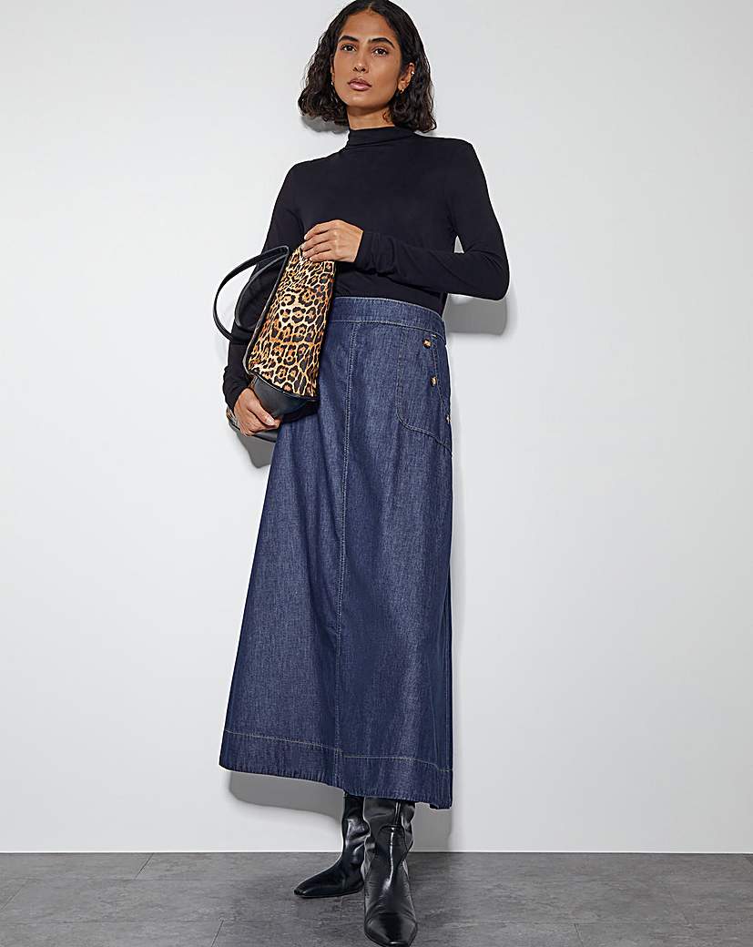 Monsoon Harper A-Line Denim Midi Skirt