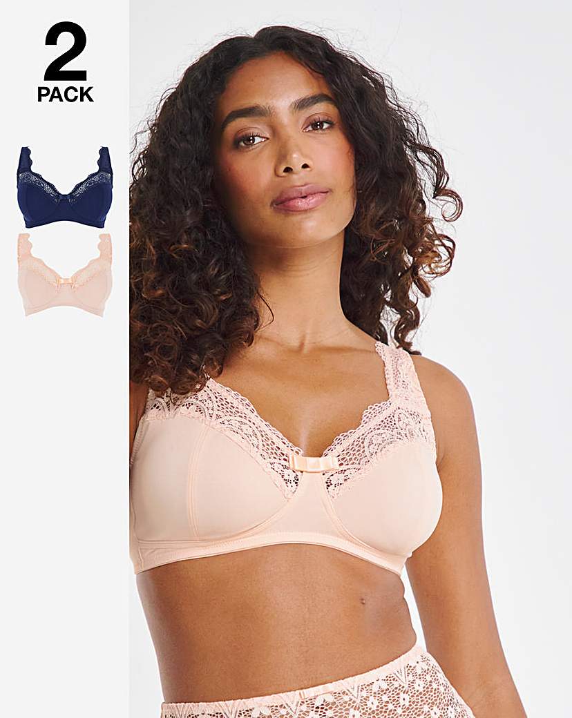 2 Pack Lottie Lace Navy/Blush Bras