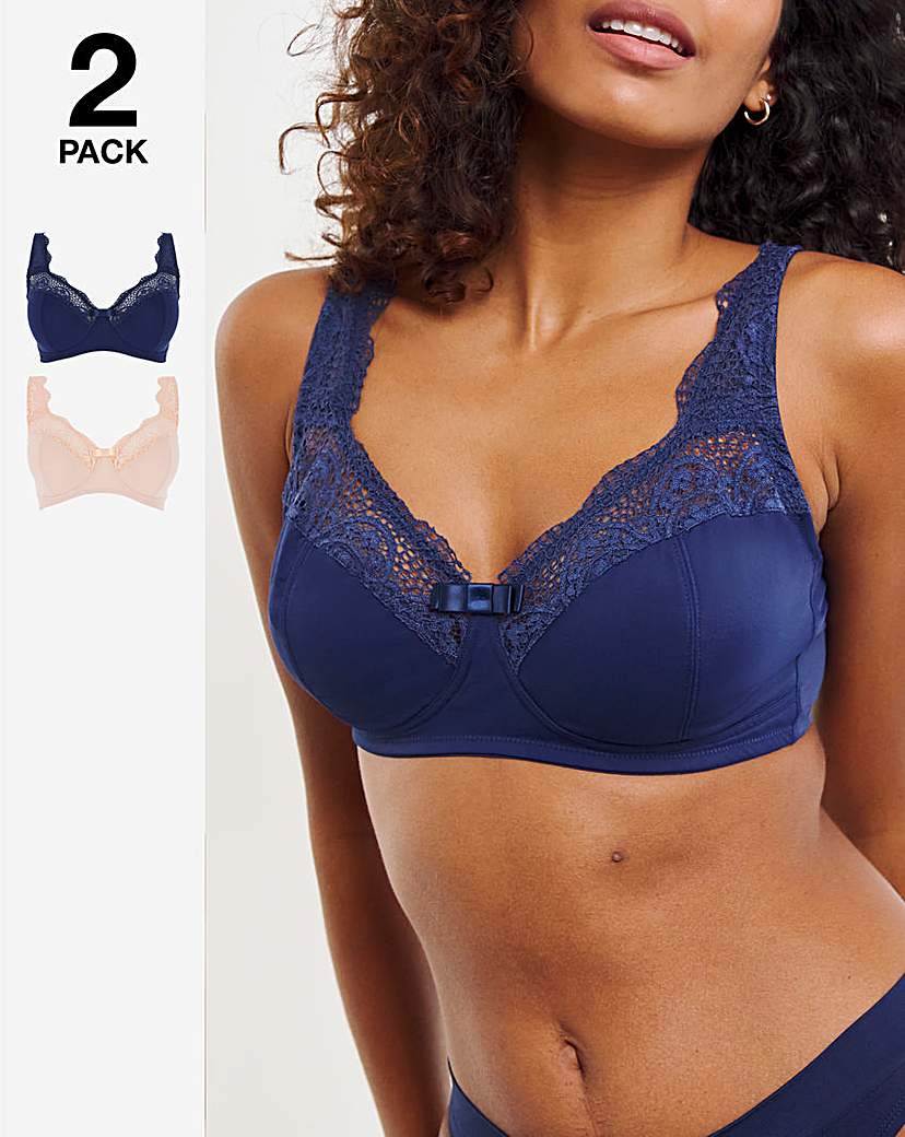 2 Pack Lottie Lace Navy/Blush Bras