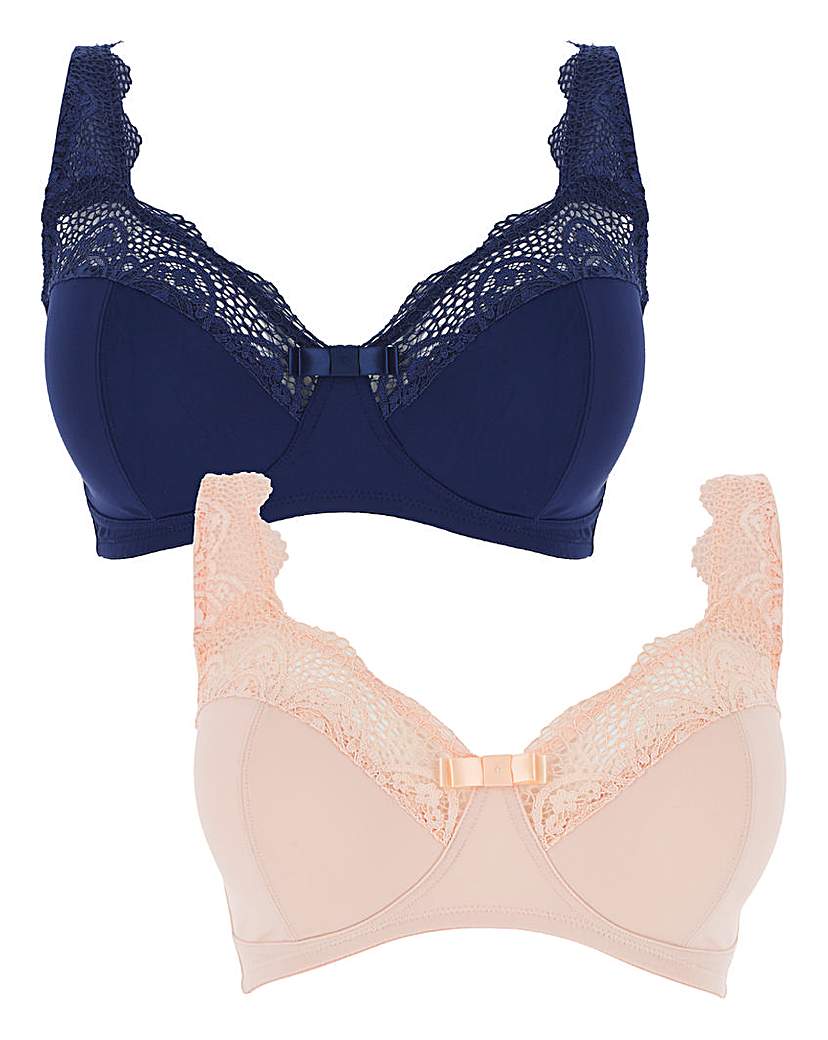 2 Pack Lottie Lace Navy/Blush Bras