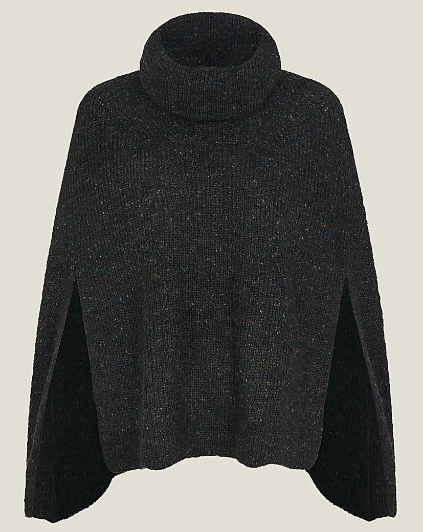 Roll Neck Knit Poncho