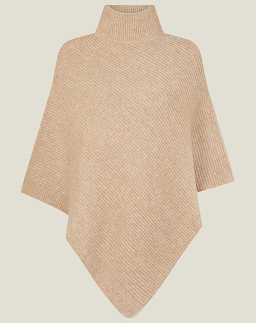 High Neck Rib Knit Poncho