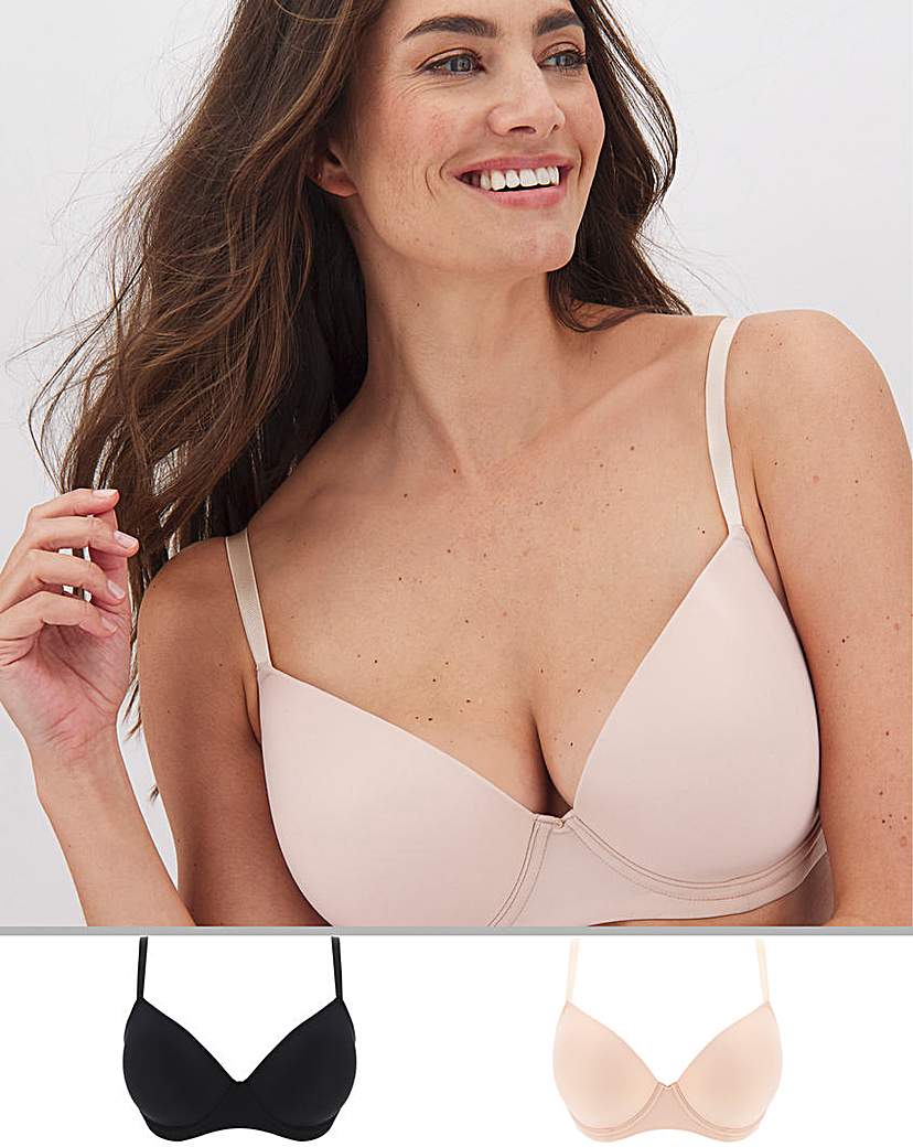 2Pack Feather Touch Moulded Tshirt Bra